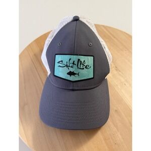Salt Life Mens Trucker Hat Gray Mesh Live Salty Fish Logo Snapback One‎ Size